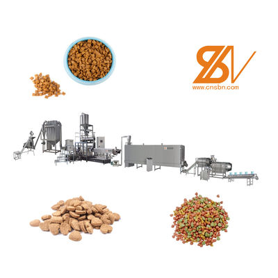 Automatic Dry Kibble Dog Cat Feed Making Machine Twin screw extruder